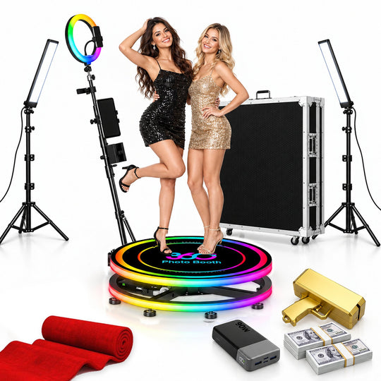 Spin Metal Dual-Light 360 Photo Booth Package, 23.6″