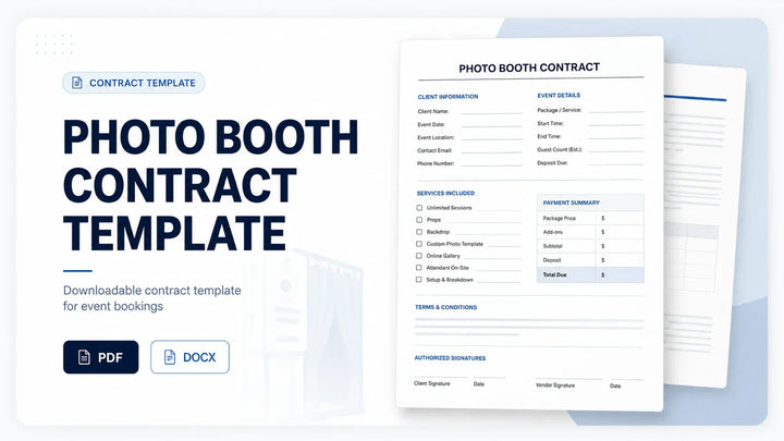 Photo booth contract template and event booking checklist for business owners