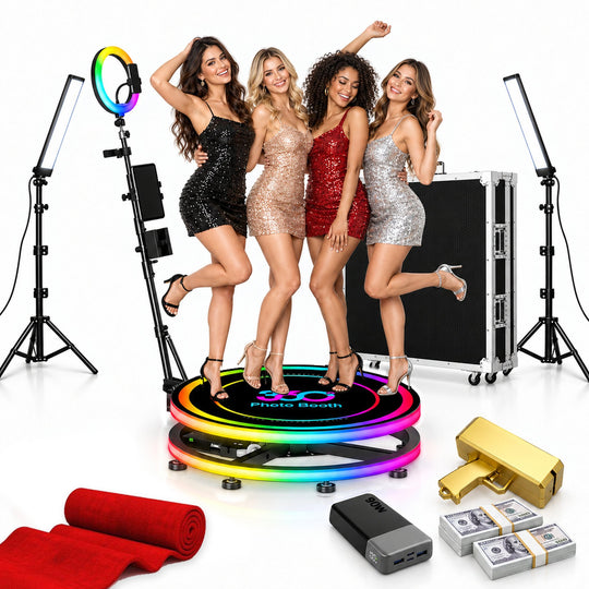 Spin Metal Dual-Light 360 Photo Booth Package, 39.4″