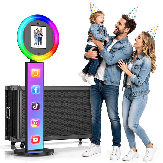 Black Luma Brand iPad photo booth with flight case for family parties and events