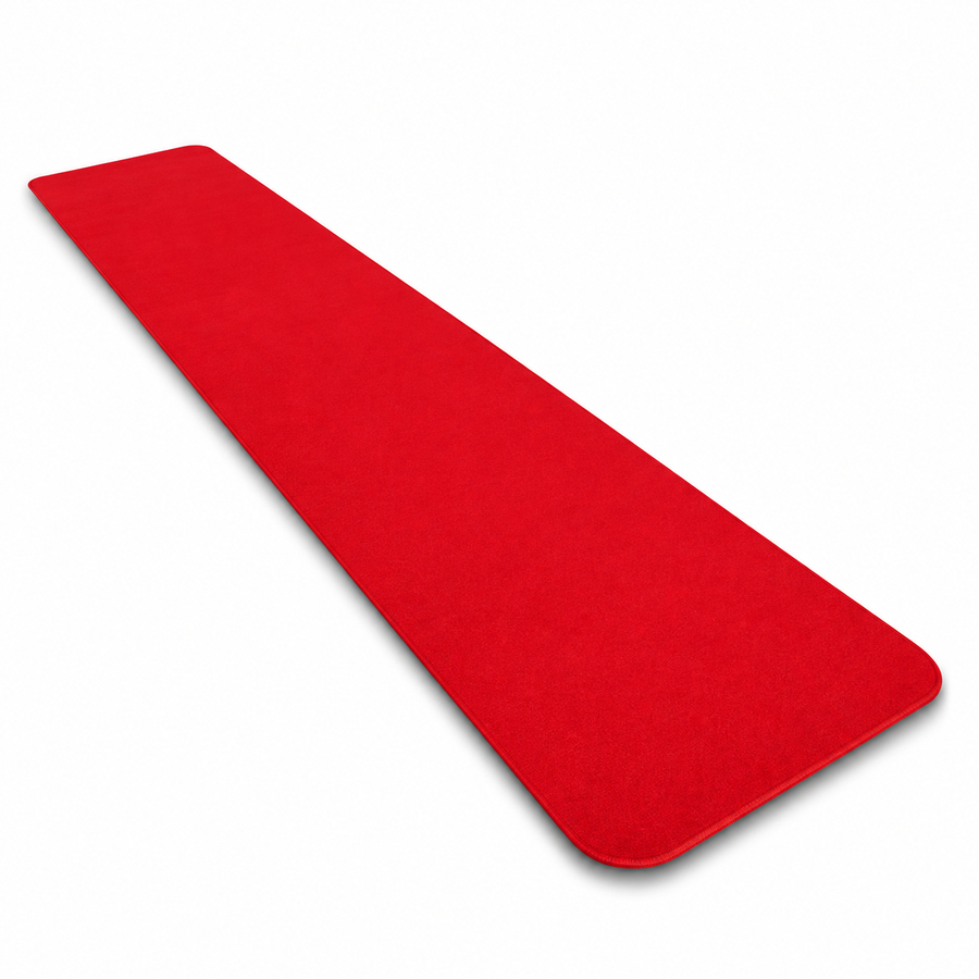 Large full view of a 3 ft x 10 ft red carpet for 360 photo booth events