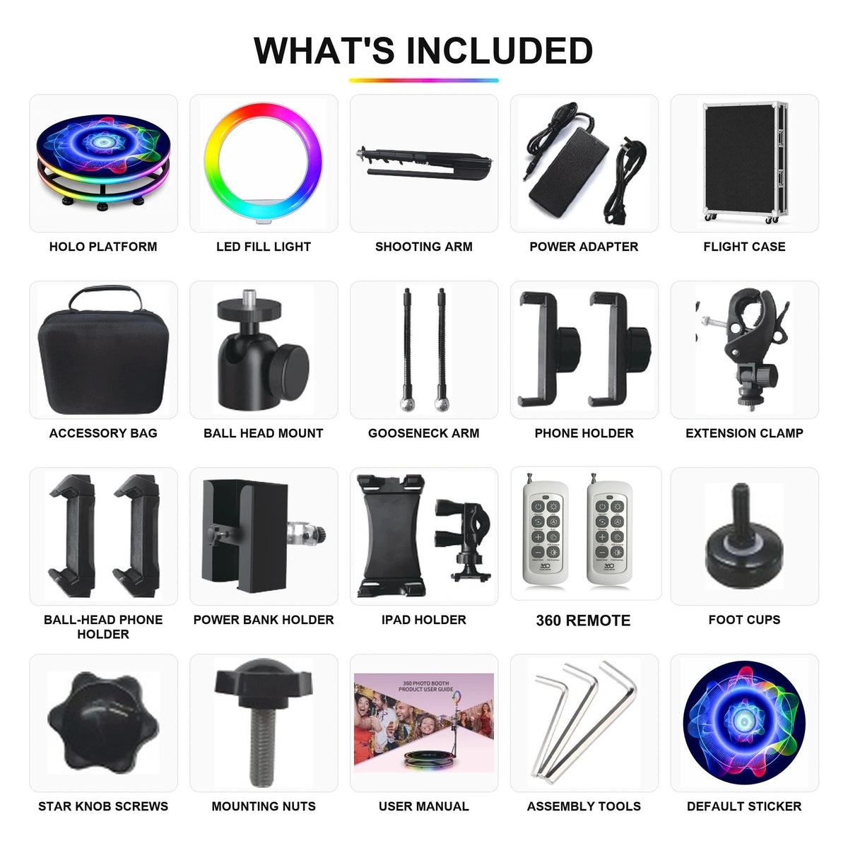 Spin Holo 360 Photo Booth what's included with 360 remote