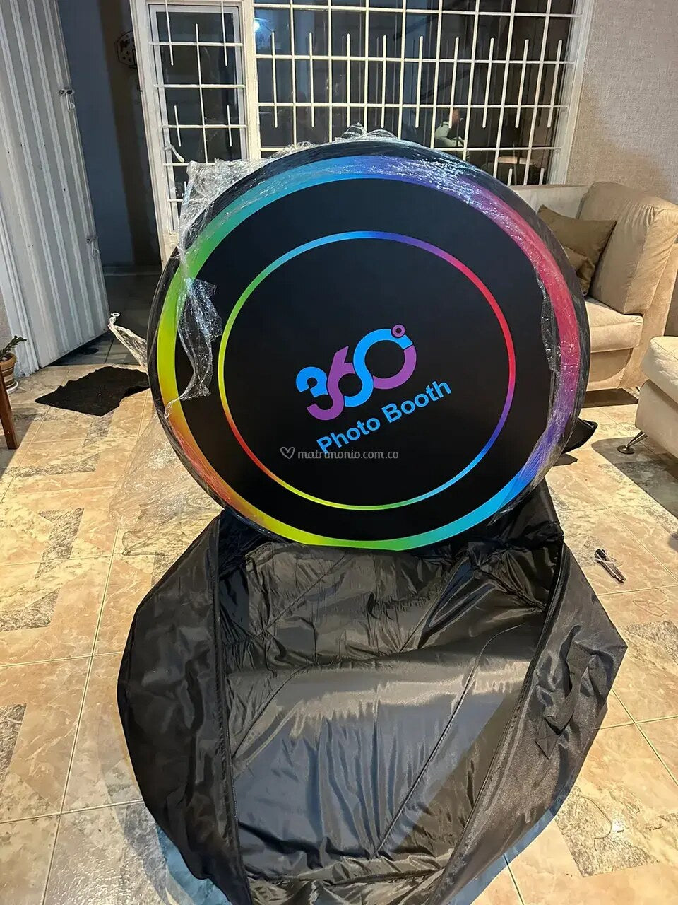 Black padded carrying bag included with the Spin Metal 360 photo booth platform.