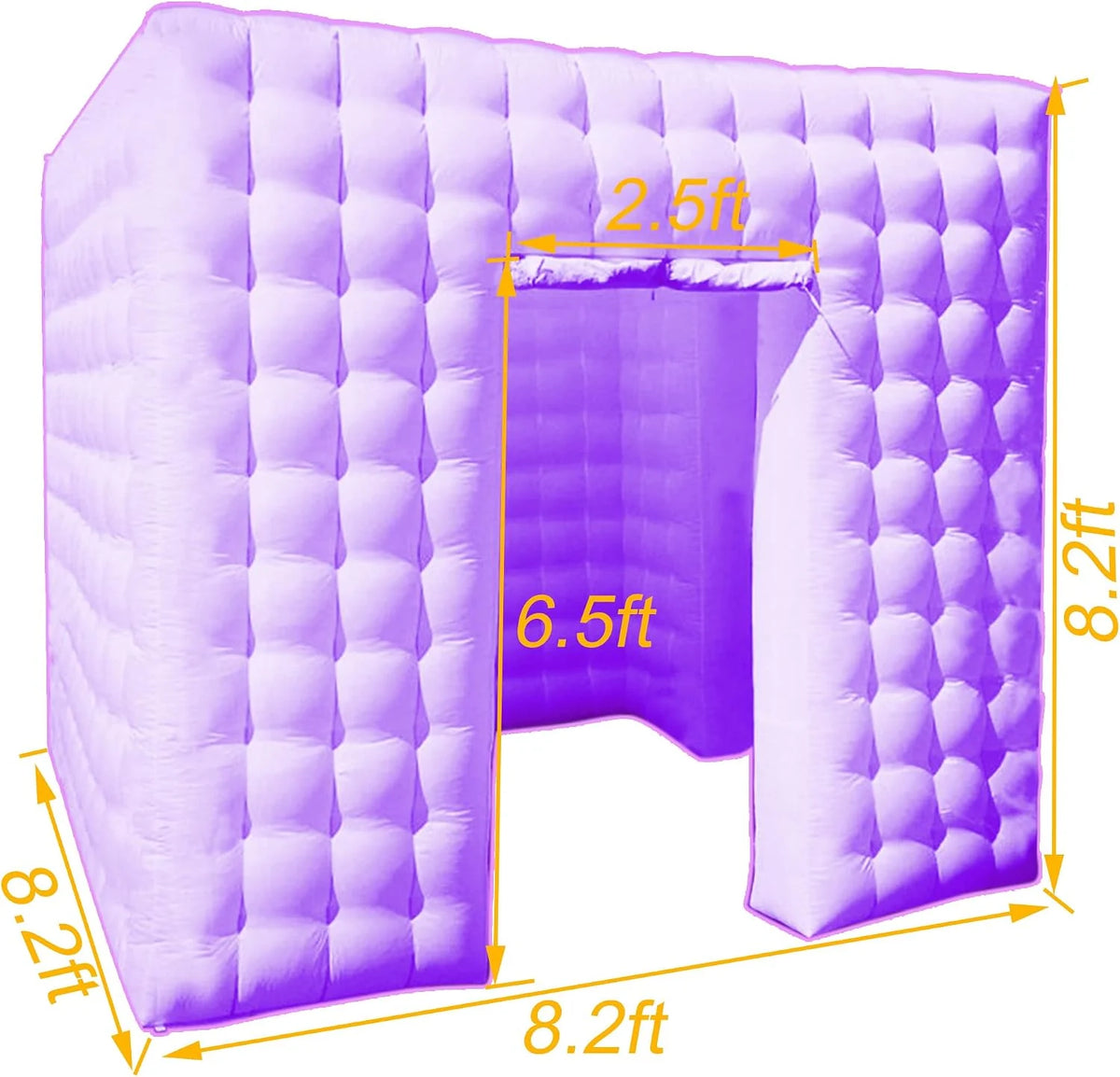 Enclosure dimensions: 8.2 feet long, wide and high; door opening 2.5 by 6.5 feet